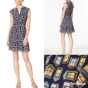 Maison Jules Flounce cap Fit Flare Dress Blue House 8 real estate agent realtor